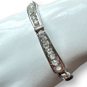 Minimalist Bracelet Accented with Cubic Zirconia Over Silver Plated 6.75